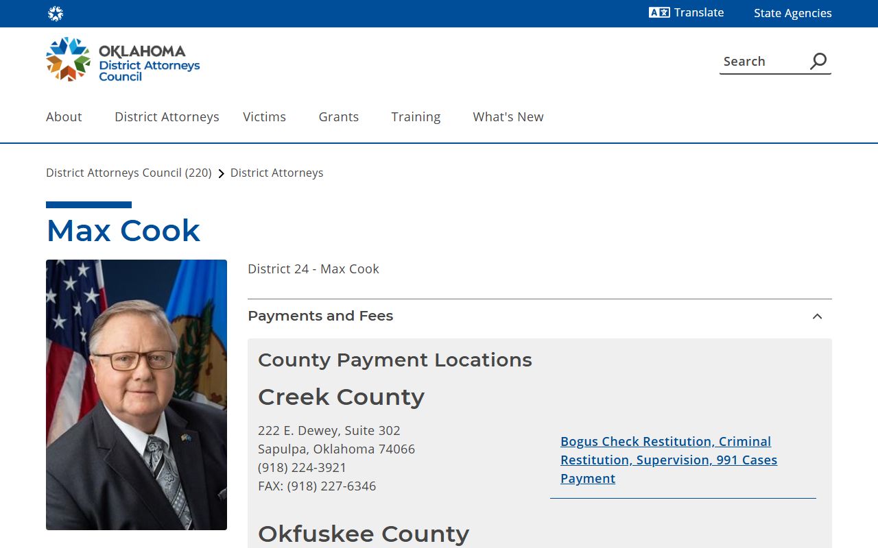 Creek County criminal court records District Attorney District 24 filing office